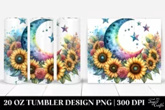 Washed Half Moon with Sunflowers Clipart, High-Res 20 Oz Product Image 1