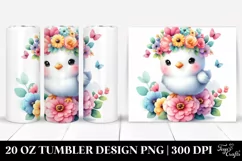 Cartoon Chicken Flower Tumbler Product Image 1