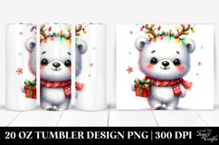 Enthusiastic Baby Polar Bear with Reindeer Horns Product Image 1