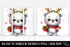 Enthusiastic Baby Polar Bear with Reindeer Horns Product Image 1
