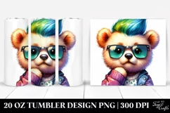 Watercolor Vibrant Baby Bear Modeling with Cool Haircut, 20 Product Image 1