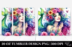 Smiling Mermaid Watercolor Drawing | 20 oz Tumbler Product Image 1