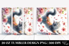 Watercolor Cat Tumbling with Spring Petals | 20 oz Tumbler Product Image 1