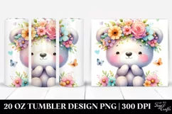 Cartoon Bear Flower Tumbler Product Image 1