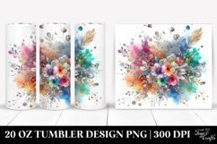 Colorful Watercolor Splash with Silver Foil | 20 oz Tumbler Product Image 1