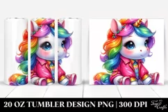 Playing Baby Unicorn Watercolor Drawing | 20 oz Tumbler Product Image 1