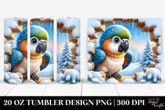 Cute Baby Macaw in Snowy Scene Clipart Product Image 1