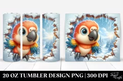 Cute Baby Macaw in Snowy Scene Clipart Product Image 1