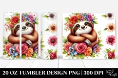 Colorful Flowers, Sloth | 20 oz Tumbler Product Image 1