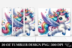 Running Cute Unicorn Watercolor Drawing | 20 oz Tumbler Product Image 1