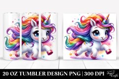 Running Cute Unicorn Watercolor Drawing | 20 oz Tumbler Product Image 1