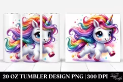 Running Cute Unicorn Watercolor Drawing | 20 oz Tumbler Product Image 1