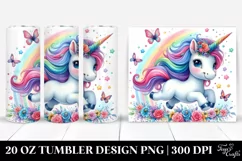 Running Cute Unicorn Watercolor Drawing | 20 oz Tumbler Product Image 1