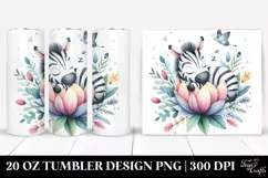 Colorful Sleeping Zebra in Flower | 20 Oz Tumbler Product Image 1