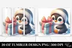 Cute Baby Penguin Behind Gift Clipart Product Image 1