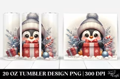 Cute Baby Penguin Behind Gift Clipart Product Image 1