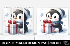 Cute Baby Penguin Behind Gift Clipart Product Image 1