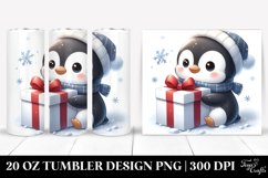 Cute Baby Penguin Hiding Behind Gift, High-Res 20 Oz Tumbler Product Image 1