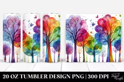 Whimsical Vibrant Rainbow Trees | 20 Oz Tumbler Product Image 1