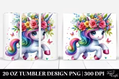 Vibrant Unicorn Floral Wreath Tumbler Product Image 1