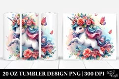Vibrant Unicorn Floral Wreath Tumbler Product Image 1