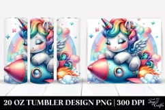 Playful Baby Unicorn with Rocket Ship. 20 Oz Tumbler Design Product Image 1