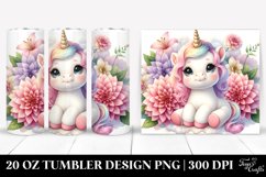 Cute Baby Unicorn with Dahlia Frame | 20 oz Tumbler Product Image 1