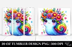 Cartoon-Style Vibrant Snail with Flower Crown, High-Res 20 Product Image 1