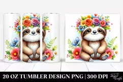 Colorful Sloth with Flower Crown | 20 oz Tumbler Product Image 1