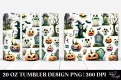 Watercolor Halloween Funny Clipart with Graveyard, 20 Oz Product Image 1
