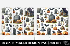 Watercolor Halloween Funny Clipart with Graveyard, 20 Oz Product Image 1