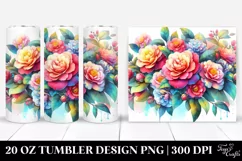 Colorful Watercolor Camellia Frame | 20 oz Tumbler Product Image 1