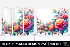 Colorful Watercolor Camellia Frame | 20 oz Tumbler Product Image 1