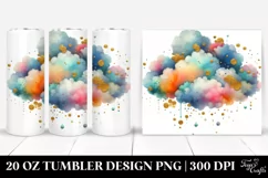 Colorful Watercolor Cloud with Golden Foil | 20 oz Tumbler Product Image 1