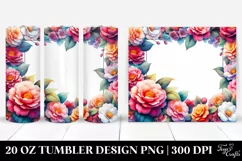 Colorful Watercolor Camellia Frame | 20 oz Tumbler Product Image 1