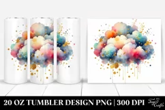 Colorful Watercolor Cloud with Golden Foil | 20 oz Tumbler Product Image 1