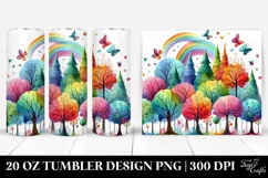 Colorful Watercolor Whimsical Rainbow Trees | 20 oz Tumbler Product Image 1
