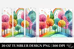 Colorful Watercolor Whimsical Rainbow Trees | 20 oz Tumbler Product Image 1