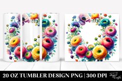 20 Oz Tumbler Sublimation | Colorful Ranunculus Frame Product Image 1