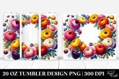Colorful Watercolor Ranunculus Frame | 20 oz Tumbler Product Image 1