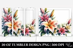 Colorful Lily, White Background 20 Oz Tumbler Product Image 1