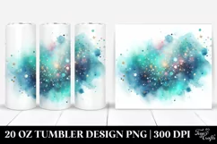 Colorful Cyan Watercolor Particles Texture | 20 Oz Tumbler Product Image 1