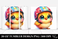 20 Oz Tumbler Sublimation | Smiling Baby Chicken with Paper Product Image 1