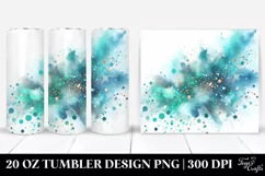 Colorful Cyan Watercolor Particles Texture | 20 Oz Tumbler Product Image 1