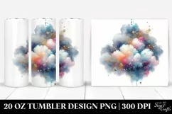 Colorful Watercolor Cloud Glitery | 20 Oz Tumbler Product Image 1
