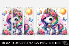 Watercolor Vibrant Drawing Cute Unicorn | 20 oz Tumbler Product Image 1