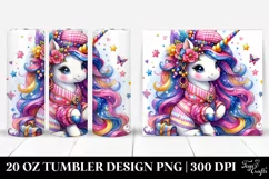 Watercolor Vibrant Drawing Cute Unicorn | 20 oz Tumbler Product Image 1