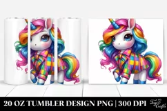 Watercolor Vibrant Drawing Cute Unicorn | 20 oz Tumbler Product Image 1