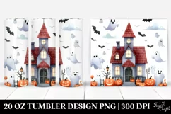 Watercolor Halloween Funny Clipart with Haunted House, 20 Oz Product Image 1
