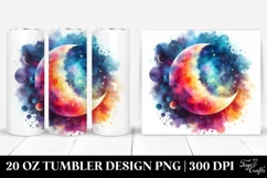 Colorful Watercolor Abstract Moon | 20 Oz Tumbler Product Image 1